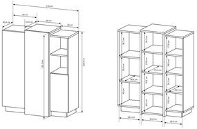 Szekrény Three 3D (arany craft tölgy + fehér). 1071392