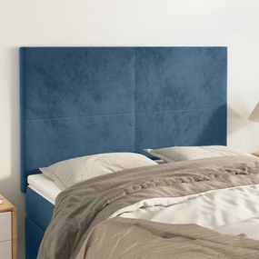4 db sötétkék bársony fejtámla 72 x 5 x 78/88 cm