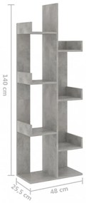 betonszürke szerelt fa könyvszekrény 48 x 25,5 x 140 cm