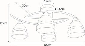 KAJA K-JSL-6572/4 AB COLAR Bronz Színű Mennyezeti Lámpa 4xE14 10W IP20