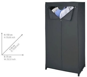Fekete textil ruhásszekrény 75x150 cm Deep – Wenko