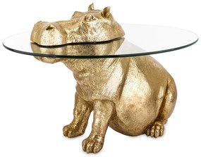 Design arany viziló asztal váz, üveg asztallap 45x65x50cm