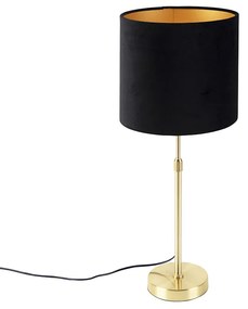Asztali lámpa arany/bronz fekete bársony árnyékolóval 25 cm - Parte