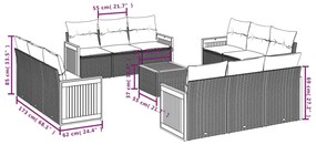 13 részes fekete polyrattan kerti ülőgarnitúra párnákkal