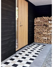 Fekete-krémszínű kültéri-beltéri futószőnyeg 70x300 cm Pix Black Vanilla – Pappelina