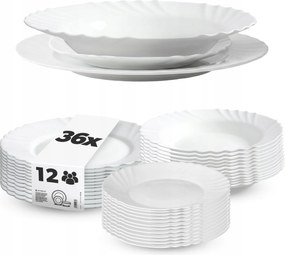 Étkészlet Tányér Készlet 36db-OS Tányér Szett Étkészlet Fehér