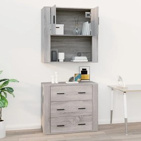 szürke sonoma színű szerelt fa faliszekrény 80x33x80 cm