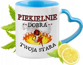 Régi Kék Bögre Szív Alakú Füllel Ajándék