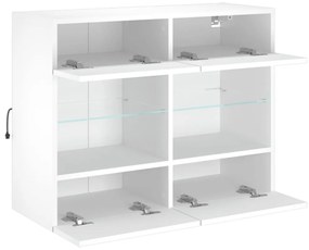 fehér falra szerelhető TV-szekrény LED-lámpákkal 78,5x30x60,5cm