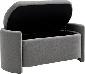 HOMCOM Pad, Tárolós Ágy Pad, Kárpitozott Pad Fedéllel, Teddy Velúr Hatás, Tárolódoboz, Pad a Nappaliba és Hálószobába, Szürke, 105 x 44 x 45,5 cm | Ao