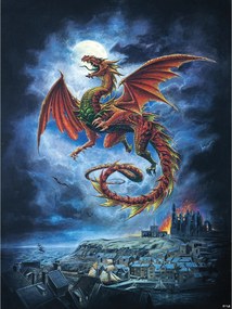 Fotótapéta flizelina Sárkány Fantázia Éjszakai vihar epikus csata 184x254 +ragasztó