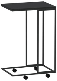 Fekete szerelt fa kisasztal kerekekkel 40 x 30 x 63,5 cm