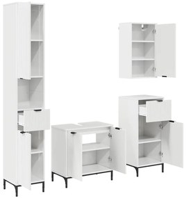 Fürdőszoba bútor szett Magas Fényű Fehér Műanyag fa, fém