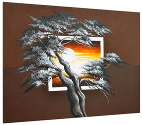 Modern kép - fa a napkeltekor (70x50 cm)