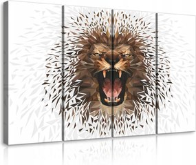 Vászonkép 120x80 Oroszlán üvöltés erő vadság geometria low-poly absztrakt energia