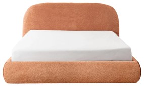 Rozsdabarna Bouclé Franciaágy Ágyneműtartóval. 160×200 ROSSO