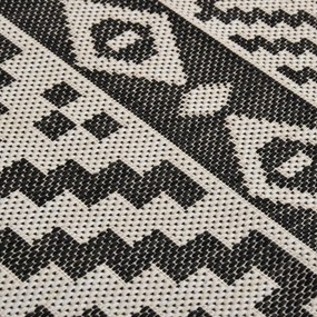 fekete csíkos lapos szövésű kültéri szőnyeg 100 x 200 cm