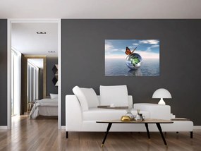 Pillangó képe egy üveggolyón (90x60 cm)