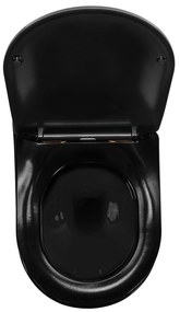 Felfüggesztett WC-csésze Rea CARLO Mini Rimless Duroplast Flat Black Gold Edge