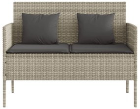 világosszürke polyrattan kerti pad párnákkal
