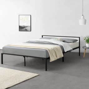 [en.casa] Fémkeretes ágy Imatra ágyráccsal 140x200cm minimalista stílusú fekete szinterezett