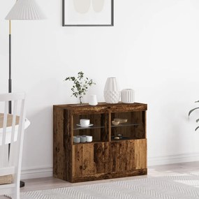 Oldalfal LED világítással Régi Fa 81x37x67 cm