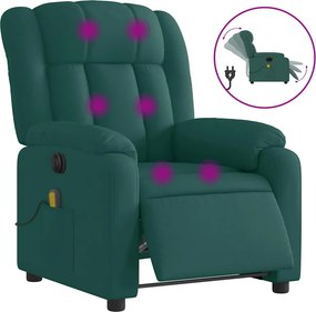 vidaXL sötétzöld szövet elektromos dönthető masszázsfotel