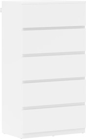 HOMCOM 5 Fiókos Komód, Modern Fiókos Szekrény, Nappali, Hálószoba, Előszoba, Fehér, 55 x 34 x 100 cm | Aosom