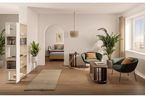 Fehér könyvespolc tölgyfa dekoros asztallappal 90x188 cm Ella - TemaHome