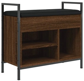 barna tölgy színű szerelt fa cipőtároló pad 65,5 x 32 x 57,5 cm