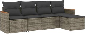 vidaXL 5 részes szürke polyrattan kerti ülőgarnitúra párnákkal
