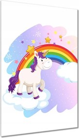Vászonkép 80x120 Szivárvány és unikornis a felhőn