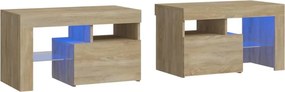 vidaXL 2 db sonoma tölgy színű LED-lámpás éjjeliszekrény 70x36,5x40 cm