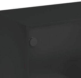 fekete dohányzóasztal üvegajtókkal 102 x 50 x 42 cm