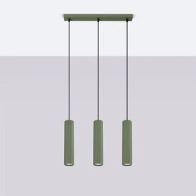 Sollux SL.1613 - Csillár zsinóron KARBON 3xGU10/10W/230V zöld