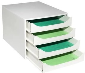 Irattároló, műanyag, 4 fiókos, EXACOMPTA Ecobox Office, szürke-szürke (EX228606D)