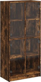vidaXL füstös tölgy színű magasszekrény ajtókkal 68x37x142 cm