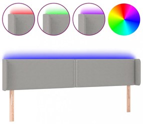 világosszürke szövet LED-es fejtámla 183 x 16 x 78/88 cm