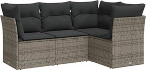 vidaXL 4 részes szürke polyrattan kerti ülőgarnitúra párnákkal