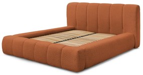 Narancssárga kárpitozott ágyneműtartós franciaágy ágyráccsal 140x190 cm Denali – Bobochic Paris