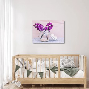 Lila virágok képe (üvegen) (70x50 cm)