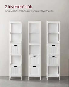 Fürdőszobai magas szekrény, fehér 30x30x141cm