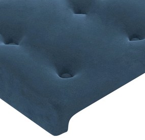 sötétkék bársony LED-es fejtámla 80x5x118/128 cm