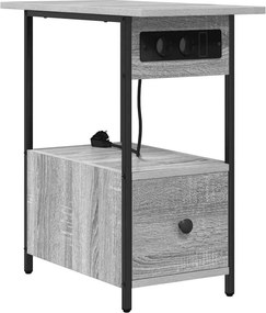 vidaXL Éjjeliszekrény fiókkal Szürke Sonoma 60 x 30 x 61 cm Faanyag