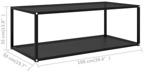 322898 Coffee Table Black 100x50x35 cm Tempered Glass