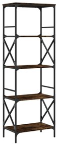 5 szintes füstös tölgy szerelt fa könyvespolc 59 x 35 x 132 cm