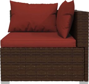 7 részes barna polyrattan kerti ülőgarnitúra párnákkal