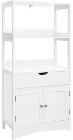 Fürdőszobai szekrény 2 nyitott polc és dupla ajtó 60 x 32,5 x 122 cm | VASAGLE