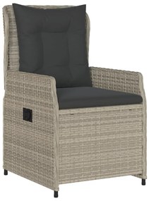 3részes világosszürke polyrattan kerti étkezőgarnitúra párnával