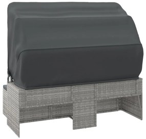 3-személyes szürke polyrattan kanapé tetővel és lábtartóval